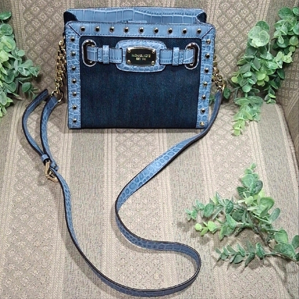 Michael Kors Studded Hamilton Mini Denim Bag